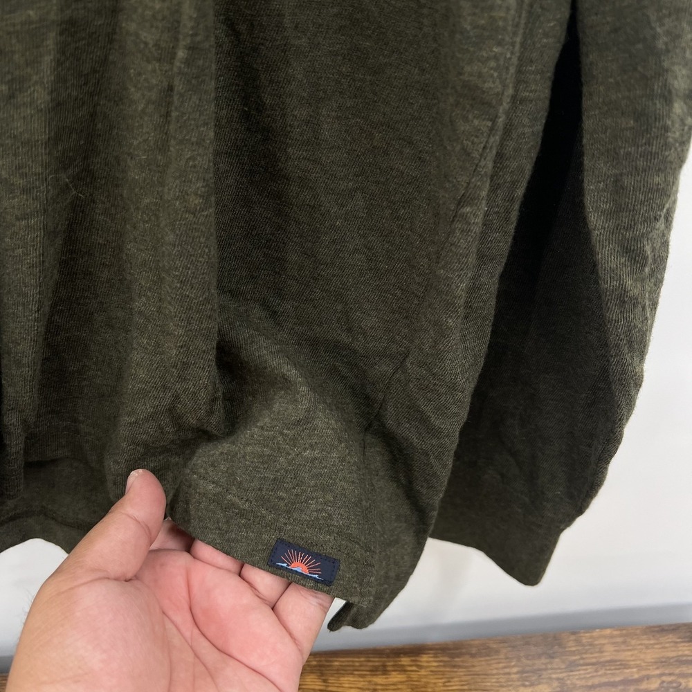 Faherty Long-Sleeve Luxe Heathered Polo Mens L 1/4 Button Olive Green Pocket EUC - Picture 3 of 12